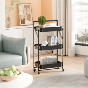 Carrito auxiliar plegable Negro