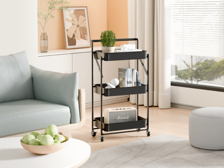 Carrito auxiliar plegable Negro